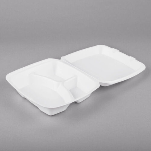 Container - Foam Hinged 9" - 3 CMPT White - Dart(9.5x9x3) "95HT3" 200 per box